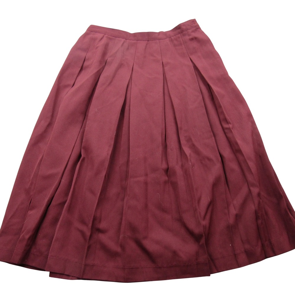 Vintage Boston‎ Tailored Burgundy Pleated Midi Skirt Women Size 8